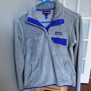 Patagonia Re-tool 1/4 snap grey & blue fleece